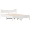 Image de vidaXL Cadre de Lit, Lit Double avec Sommier à Lattes, Lit Adulte, Meuble Chambre à Coucher, Moderne, Blanc 140x190 cm Bois de Pin Massif