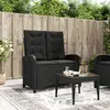 Image de vidaXL Banc inclinable de jardin avec coussins noir résine tressée