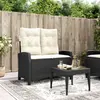 Image de vidaXL Banc inclinable de jardin avec coussins noir résine tressée