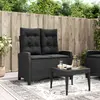 Image de vidaXL Banc inclinable de jardin avec coussins noir résine tressée