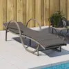Image de vidaXL Chaise longue avec coussin gris 60x199x42 cm résine tressée