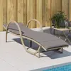 Image de vidaXL Chaise longue avec coussin beige 60x199x42 cm résine tressée