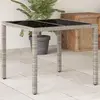 Image de vidaXL Table de jardin avec dessus en verre gris clair résine tressée