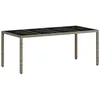 Image de vidaXL Tuintafel met glazen blad 190x90x75 cm poly rattan lichtgrijs