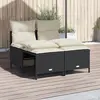 Image de vidaXL Salon de jardin 4 pcs avec coussins noir résine tressée