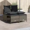 Image de vidaXL Salon de jardin 4 pcs avec coussins gris résine tressée