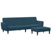 Image de vidaXL Canapé-lit à 2 Places avec Repose-pied, Lit d'Appoint, Lit d'Invité, Meuble de Salon Salle de Séjour Intérieur, Moderne, Bleu Velours