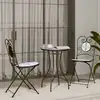 Image de vidaXL Ensemble de bistro mosaïque bleu et blanc fer et céramique