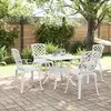 Image de vidaXL Ensemble à manger de jardin 5 pcs blanc aluminium coulé
