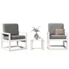Image de vidaXL Salon de jardin 3 pcs blanc bois massif de pin