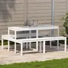 Image de vidaXL Table de pique-nique blanc 160x134x75 cm bois massif de pin