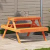 Image de vidaXL Table de pique-nique cire marron 105x134x75 cm bois massif pin