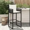 Image de vidaXL Tabourets de bar jardin coussins lot de 2 noir résine tressée