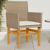 Image de vidaXL Chaises de jardin coussins lot de 2 beige résine tressée bois
