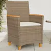 Image de vidaXL Chaises de jardin coussins lot de 2 beige résine tressée bois
