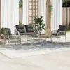 Image de vidaXL Salon de jardin 4 pcs avec coussins gris clair résine tressée