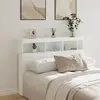 Image de vidaXL Armoire tête de lit avec LED blanc 140x17x102 cm