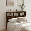Image de vidaXL Armoire tête de lit avec LED chêne fumé 140x17x102 cm