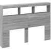 Image de vidaXL Armoire tête de lit avec LED sonoma gris 140x17x102 cm