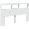 Image de vidaXL Armoire tête de lit avec LED blanc 160x17x102 cm