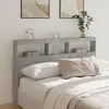Image de vidaXL Armoire tête de lit avec LED gris béton 160x17x102 cm