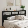 Image de vidaXL Armoire tête de lit avec LED noir 200x17x102 cm