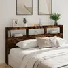 Image de vidaXL Armoire tête de lit avec LED chêne fumé 200x17x102 cm
