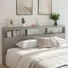 Image de vidaXL Armoire tête de lit avec LED gris béton 220x17x102 cm
