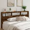 Image de vidaXL Armoire tête de lit avec LED chêne fumé 220x17x102 cm