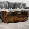 Image de vidaXL Table basse avec lumières LED chêne fumé 90x49x40 cm
