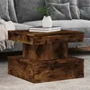 Image de vidaXL Table basse avec lumières LED chêne fumé 50x50x40 cm