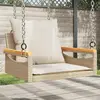 Image de vidaXL Balancelle avec coussins beige 63x62x40 cm résine tressée