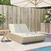 Image de vidaXL Chaise longue double avec coussins beige résine tressée