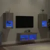Image de vidaXL Meuble TV muraux 4 pcs avec lumières LED sonoma gris