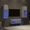 Image de vidaXL Meuble TV muraux 4 pcs avec lumières LED blanc