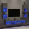 Image de vidaXL Unités murales TV avec LED 8 pcs gris béton bois d'ingénierie