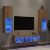 Image de vidaXL Unités murales TV avec LED 5 pcs chêne sonoma bois d'ingénierie