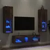 Image de vidaXL Unités murales TV avec LED 5 pcs chêne fumé bois d'ingénierie