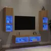 Image de vidaXL Unités murales TV avec LED 6 pcs chêne sonoma bois d'ingénierie
