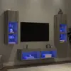 Image de vidaXL Unités murales TV avec LED 6 pcs gris sonoma bois d'ingénierie