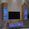 Image de vidaXL Unités murales TV avec LED 6 pcs chêne sonoma bois d'ingénierie