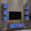 Image de vidaXL Unités murales TV avec LED 8 pcs chêne sonoma bois d'ingénierie