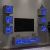 Image de vidaXL Unités murales TV avec LED 8 pcs gris béton bois d'ingénierie