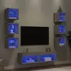 Image de vidaXL Unités murales TV avec LED 8 pcs gris sonoma bois d'ingénierie
