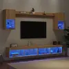 Image de vidaXL Unités murales TV avec LED 6 pcs chêne sonoma bois d'ingénierie