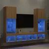 Image de vidaXL Unités murales TV avec LED 5 pcs chêne sonoma bois d'ingénierie