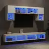 Image de vidaXL Unités murales TV avec LED 6 pcs blanc bois d'ingénierie