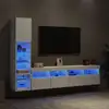 Image de vidaXL Unités murales TV avec LED 4 pcs blanc bois d'ingénierie