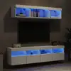 Image de vidaXL Unités murales TV avec LED 5 pcs blanc bois d'ingénierie