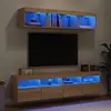 Image de vidaXL Unités murales TV avec LED 5 pcs chêne sonoma bois d'ingénierie